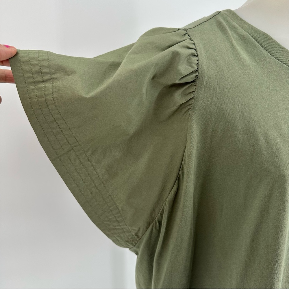 OLD NAVY Top Sz 2X Tuck Flutter Short Sleeve NWT boxy boho Green - Picture 4 of 8